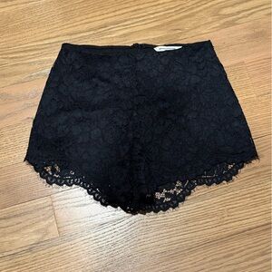 Amanda Uprichard Black Lace High Waist Shorts
